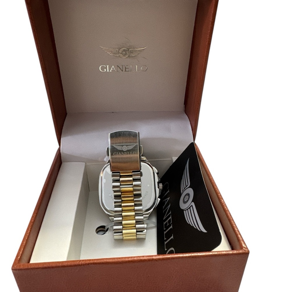 Gianello Square Fusion 42 Chrono Two tone Men Stainless Steel Watch - Picture 3 of 5